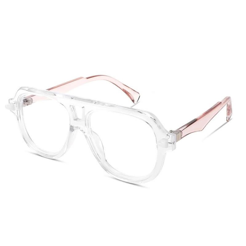 Spykay™ EG26883 Anti-blue Light Double Bridges Oversized Aviator Thick Eyeglasses - Clear/Pink - image 13
