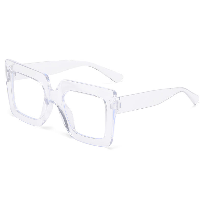 Spykay™ EG26913 Oversized Square Frame Fashion Anti-blue Light Thick Glasses - Clear - image 9