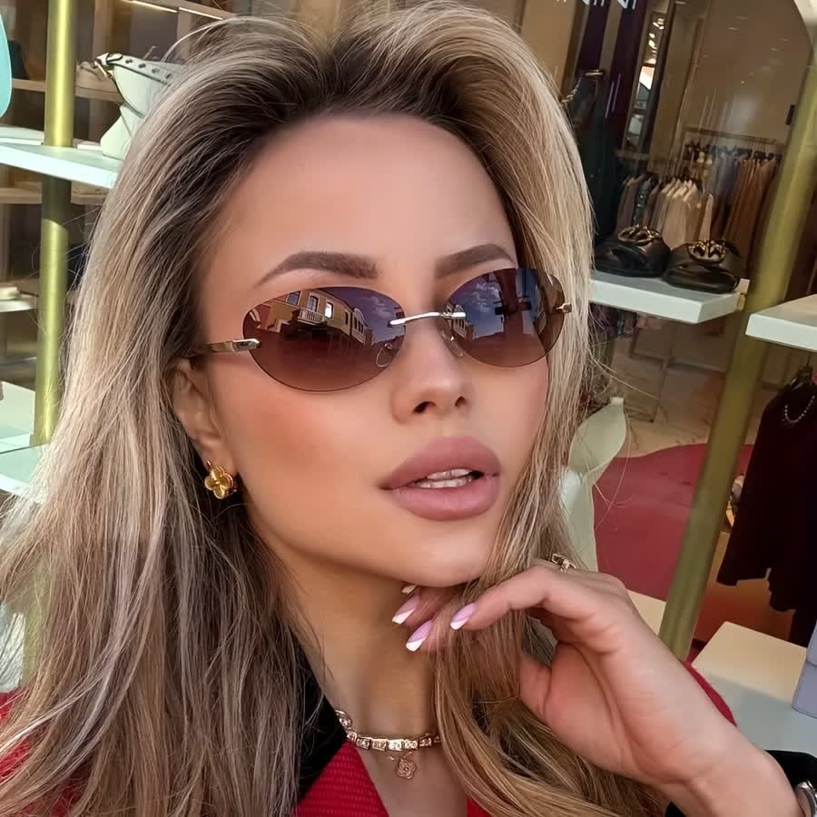 Spykay™ SG60667 Y2K Oval Frame Rimless Sunglasses - image 12