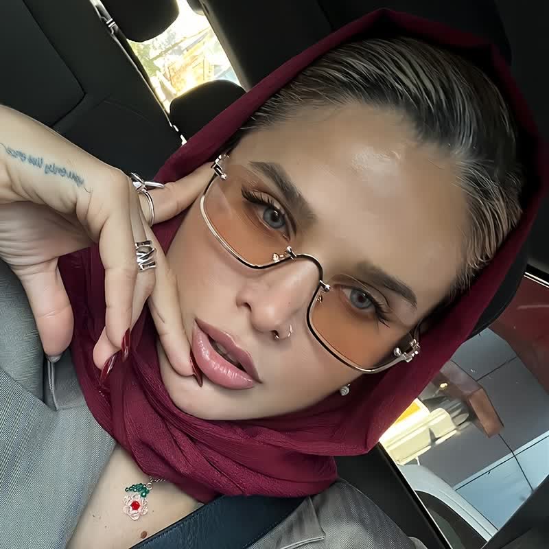 Spykay™ SG60874 Trendy Semi-Rimless Rectangle Frame Sunglasses - Light Brown - image 15