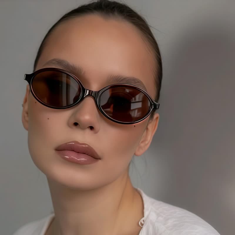 Spykay™ SG26663  Vintage Oval Frame Sunglasses - Brown - image 12