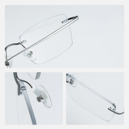 Spykay™ EG26849 Rectangle Titanium Frame Anti-blue Light Hipster Rimless Glasses - image 5