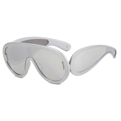 Spykay™ SG61002 Steampunk One-piece Frame Oversized Mirrored Sunglasses - Silver - image 23
