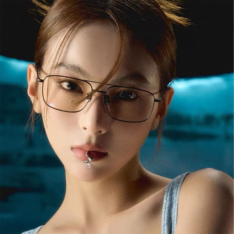 Spykay™ EG26851 Vintage Square Titanium Frame Anti-blue Light Double Bridges Glasses - image 7