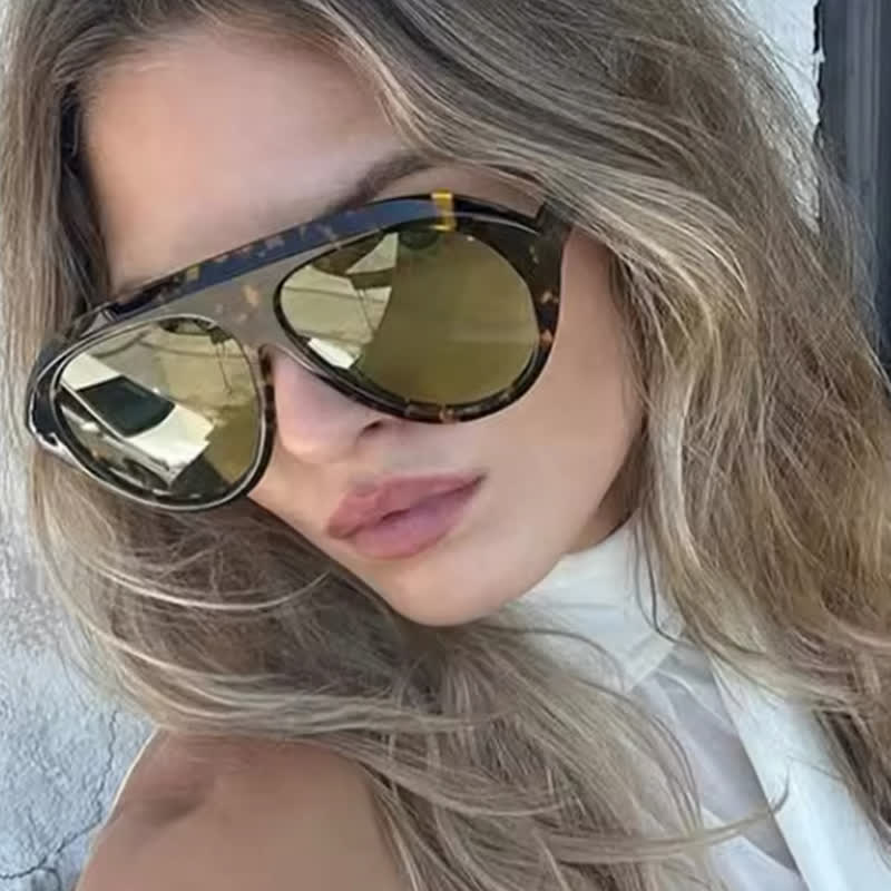 Spykay™ SG60857 Hipster Oversized Frame Aviator Sunglasses - Leopard Print/Green - image 41