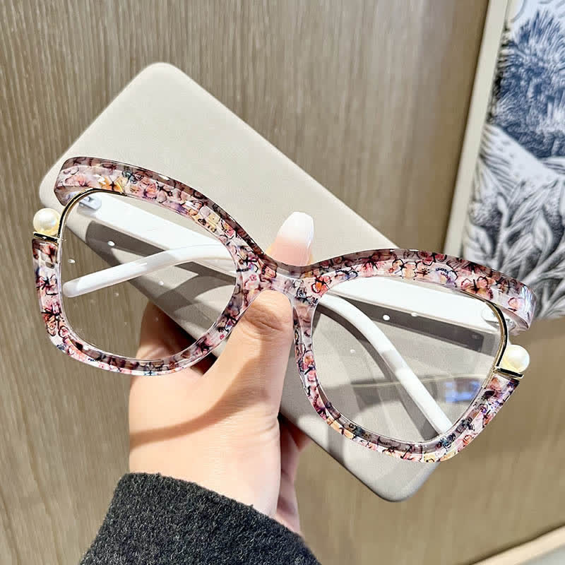 Spykay™ EG26758 Anti-blue Light Pearl Decor Irregular Oversized Eyeglasses - image 9