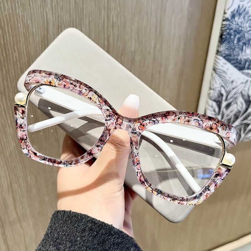 Spykay™ EG26758 Anti-blue Light Pearl Decor Irregular Oversized Eyeglasses - image 9