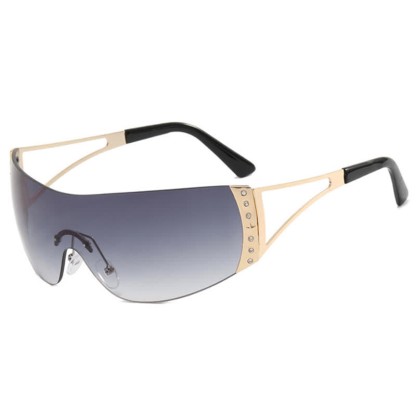 Spykay™ SG60852 Y2K Vintage Rhinestone Decor One-piece Rimless Hipster Sunglasses