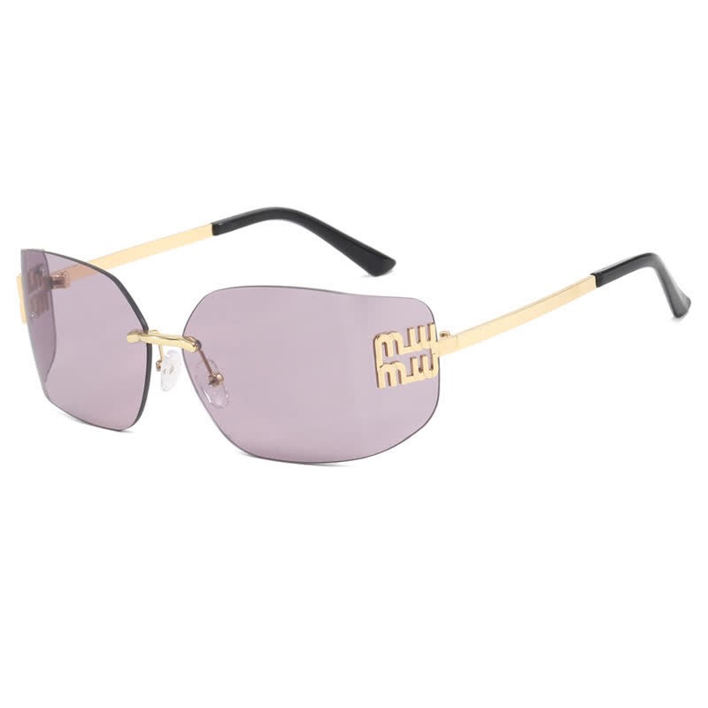 Spykay™ SG60676 Y2K Rectangle Frame Rimless Sunglasses - Purple - image 13