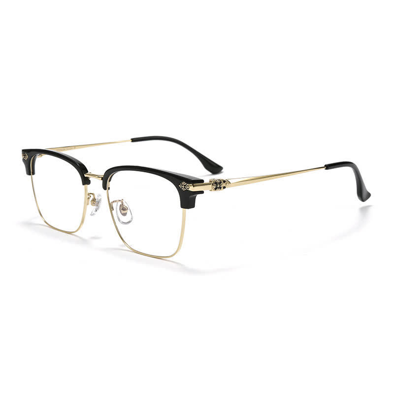 Spykay™ EG26934 Square Titanium Frame Anti-blue Light Browline Chrome Heart Glasses - Black/Golden - image 3