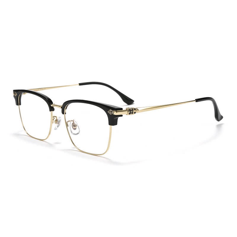 Spykay™ EG26934 Square Titanium Frame Anti-blue Light Browline Chrome Heart Glasses - Black/Golden - image 3
