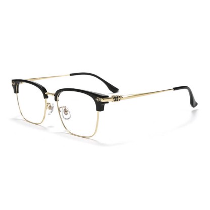 Spykay™ EG26934 Square Titanium Frame Anti-blue Light Browline Chrome Heart Glasses - Black/Golden - image 3