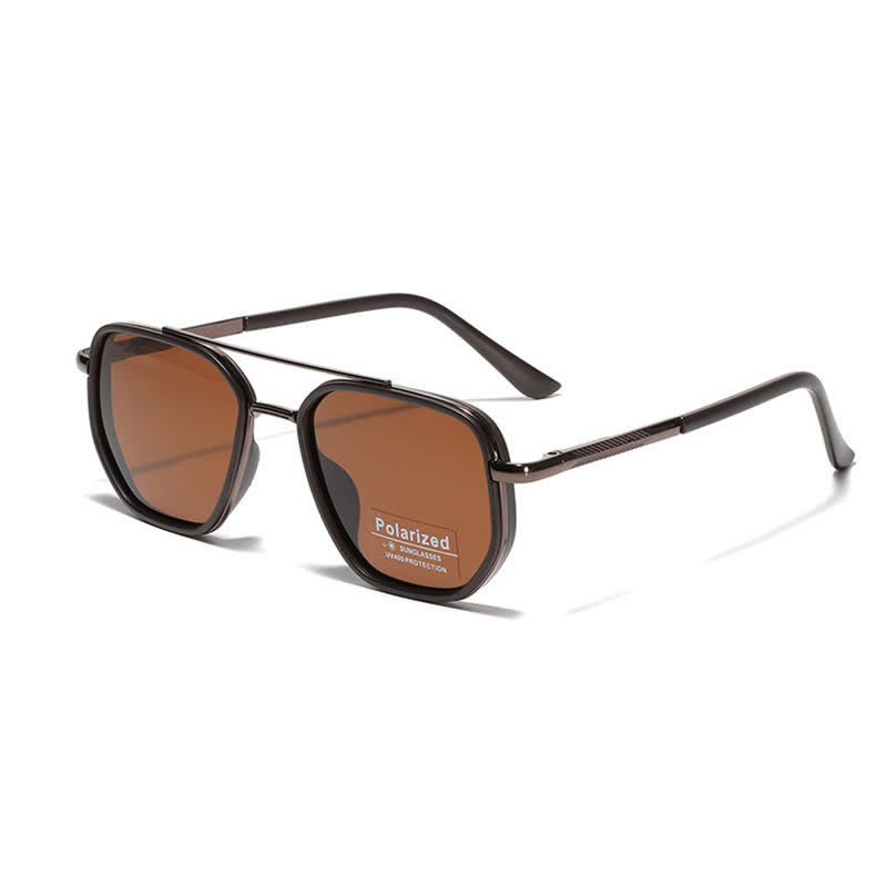 Spykay™ SG60733 Geometric Frame Double Bridges Driving Polarized Sunglasses - Brown - image 9