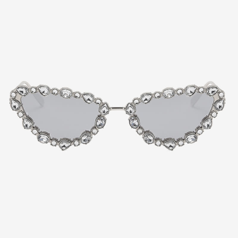Spykay™ SG60894 Vintage-Retro Rhinestone Decor Cat-Eye Oversized Sunglasses