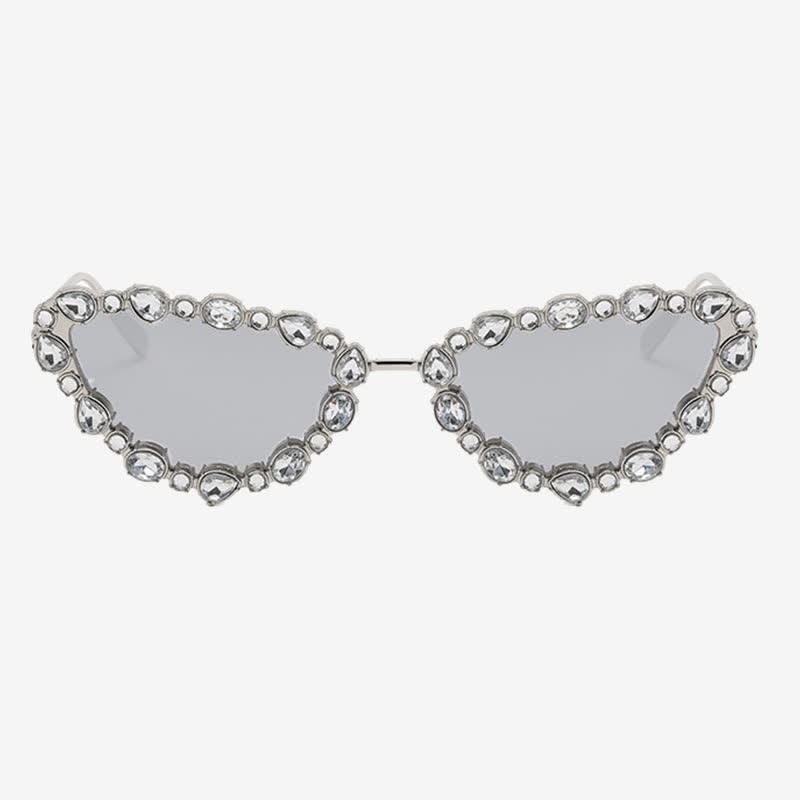 Spykay™ SG60894 Vintage-Retro Rhinestone Decor Cat-Eye Oversized Sunglasses