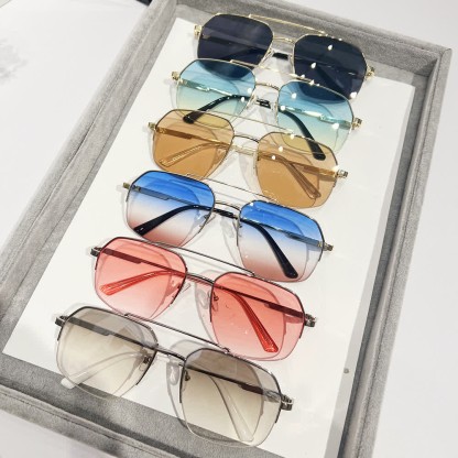 Spykay™ SG61052 Trendy Retro Semi-Rimless Double Bridges Aviator Sunglasses - image 3