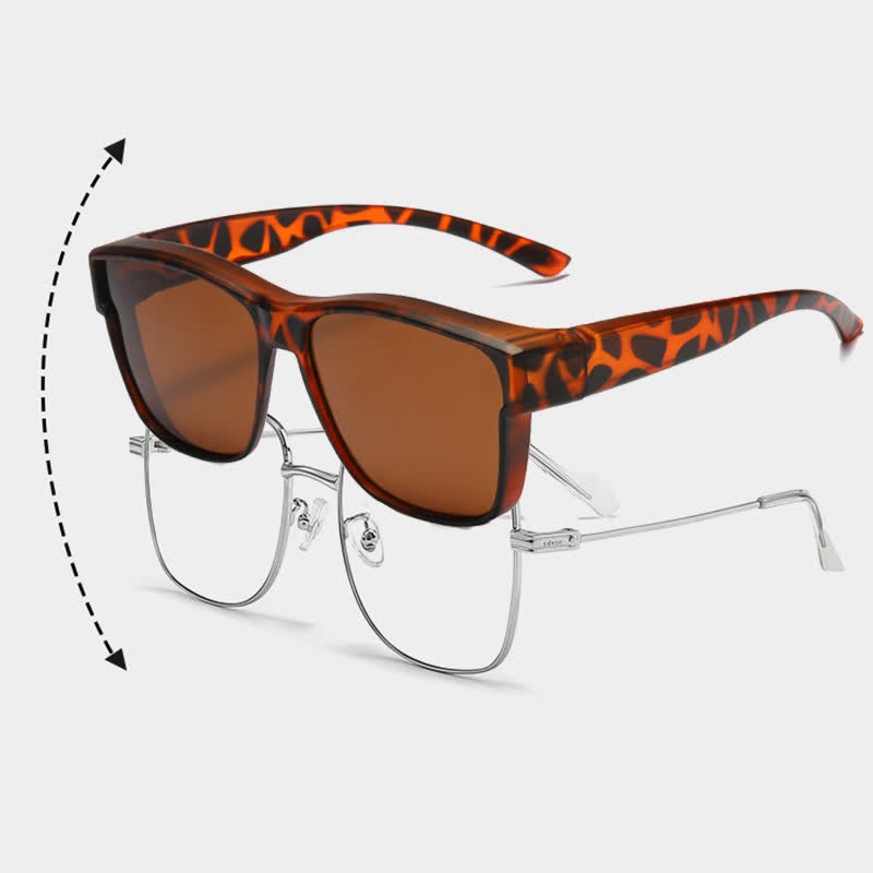 Spykay™ SG61007 Fit Over Glasses Square Frame Polarized Sunglasses for Women Men - Tortoise Shell B - image 7