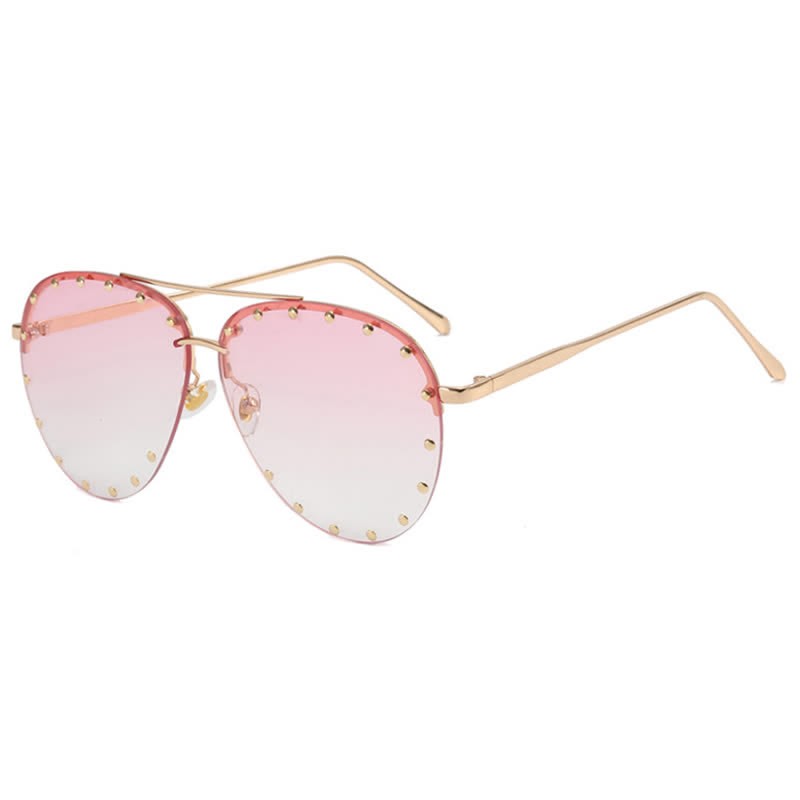 Spykay™ SG60887 Rivets Decor Double Bridges Retro Aviator Sunglasses