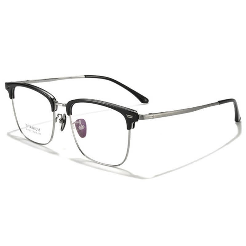 Spykay™ EG26919 Unsiex Retro Square Frame Anti-blue Light Browline Glasses - Black/Silver - image 3