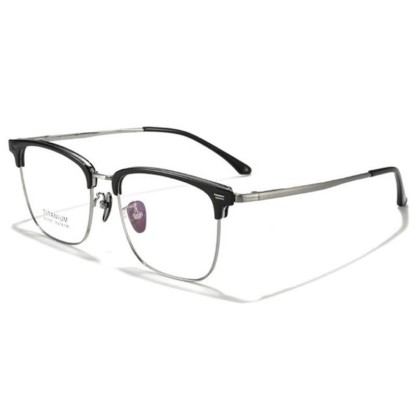 Spykay™ EG26919 Unsiex Retro Square Frame Anti-blue Light Browline Glasses - Black/Silver - image 3