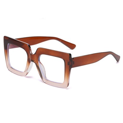 Spykay™ EG26913 Oversized Square Frame Fashion Anti-blue Light Thick Glasses - Brown/Clear - image 13