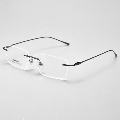 Spykay™ EG26723 Titanium Rectangle Frame Anti-blue Light Hipster Rimless Glasses - Dark Grey - image 8