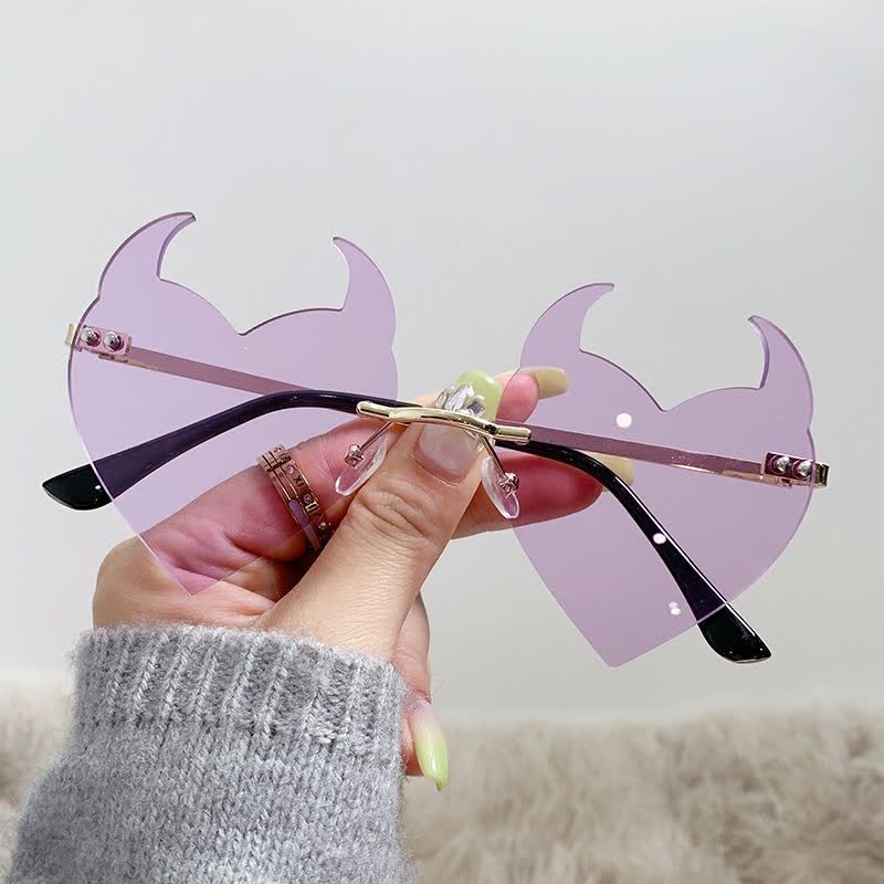 Spykay™ SG60991 Halloween Rimless Devil Horns Heart Sunglasses for Women Men - image 16