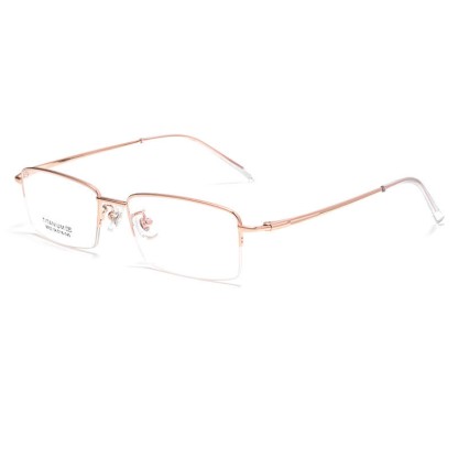 Spykay™ EG26844 Semi-Rimless Rectangle Titanium Frame Anti-blue Light Simple Glasses - Rose Golden - image 10