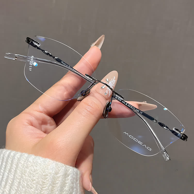 Spykay™ EG26889 Butterfly Titanium Frame Anti-blue Light Rimless Glasses - Dark Grey - image 7