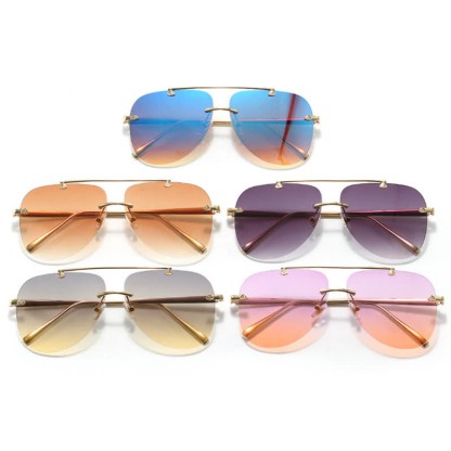 Spykay™ SG60888 Rimless Double Bridges Retro Aviator Sunglasses