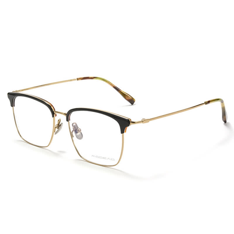 Spykay™ EG26898 Semi-Rimless Anti-blue Light Square Titanium Frame Browline Glasses - Black/Golden - image 4