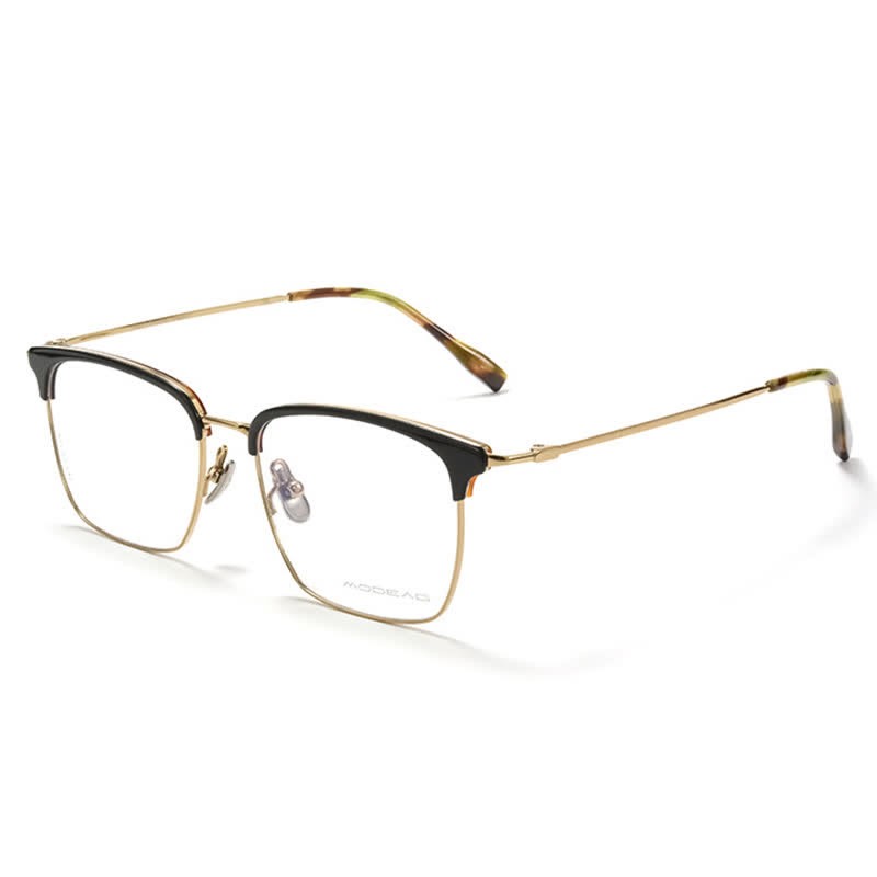 Spykay™ EG26898 Semi-Rimless Anti-blue Light Square Titanium Frame Browline Glasses - Black/Golden - image 4