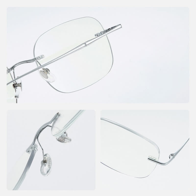Spykay™ EG26850 Square Titanium Frame Anti-blue Light Hipster Rimless Glasses - image 4
