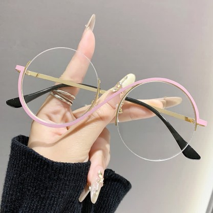 Spykay™ EG26662 "S" Design Metal Semi-Rimless Round Frame Unique Retro-Vintage Glasses - Pink - image 22