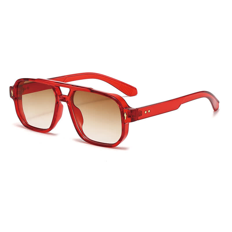 Spykay™ SG61003 Square Frame Double Bridges Vintage Arrow Sunglasses - Red - image 1