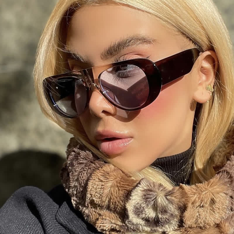 Spykay™ SG60671 Oval Frame Wide Temples Vintage Aviator Sunglasses - image 9