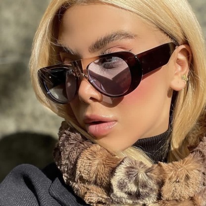 Spykay™ SG60671 Oval Frame Wide Temples Vintage Aviator Sunglasses - image 9