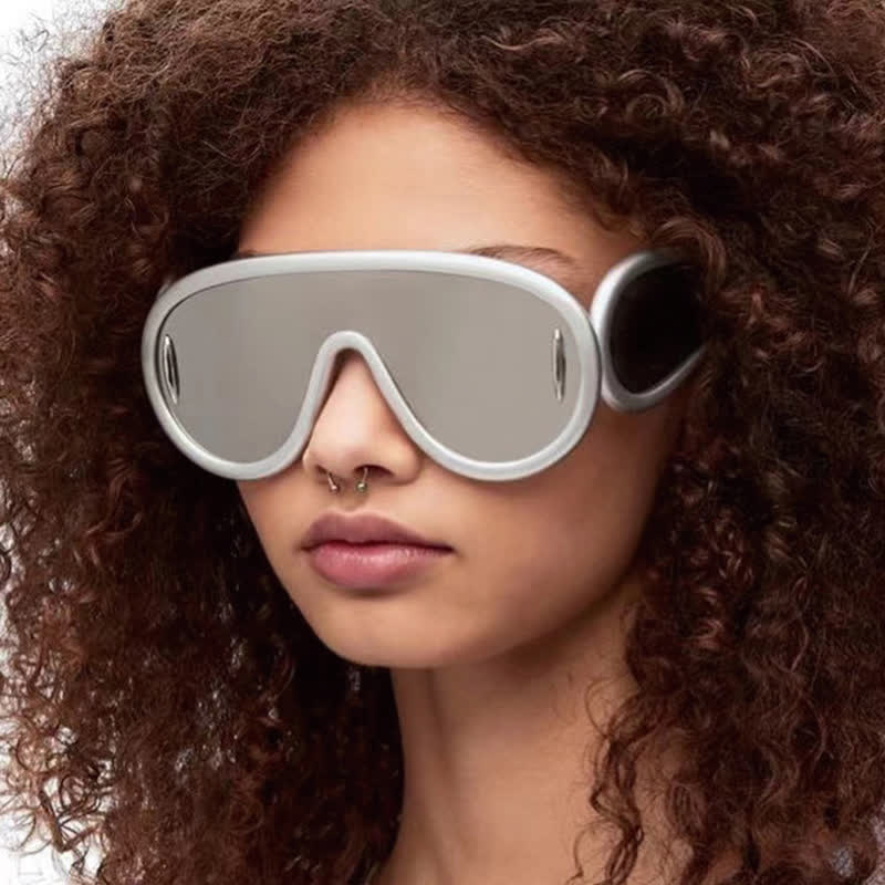 Spykay™ SG61002 Steampunk One-piece Frame Oversized Mirrored Sunglasses - image 25