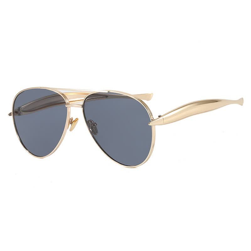 Spykay™ SG60665 Vintage Double Bridges Aviator Frame Sunglasses - Golden/Grey - image 20