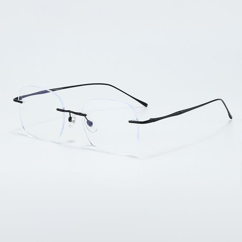 Spykay™ EG26850 Square Titanium Frame Anti-blue Light Hipster Rimless Glasses - Black - image 13