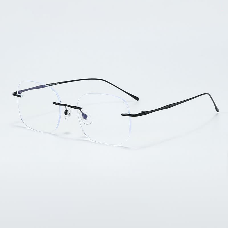 Spykay™ EG26850 Square Titanium Frame Anti-blue Light Hipster Rimless Glasses - Black - image 13