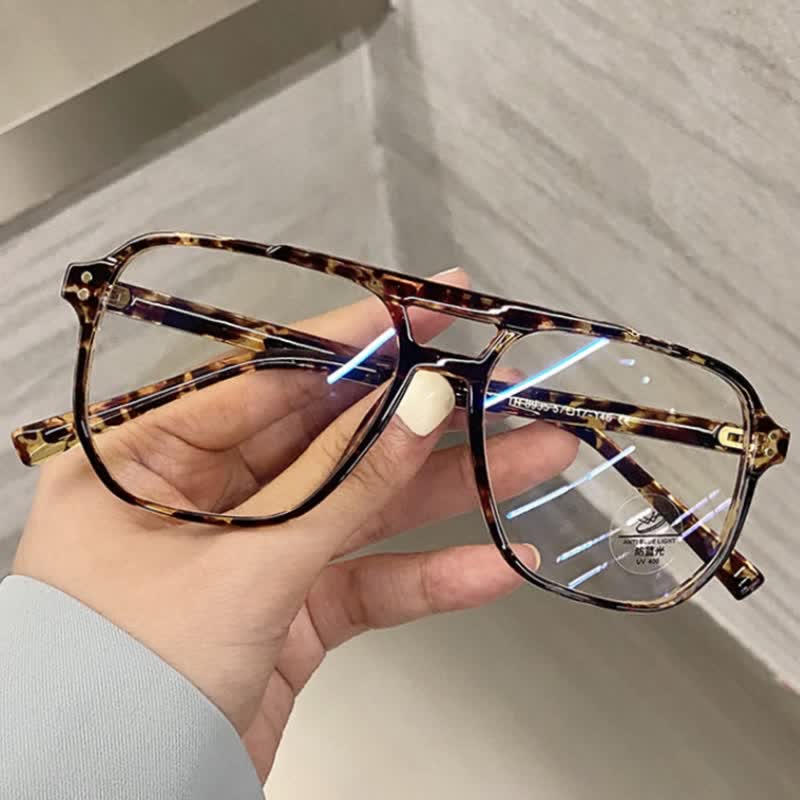 Spykay™ EG26676 Double Bridges Square Frames Anti-blue Light Eyeglasses - Leopard Print - image 15