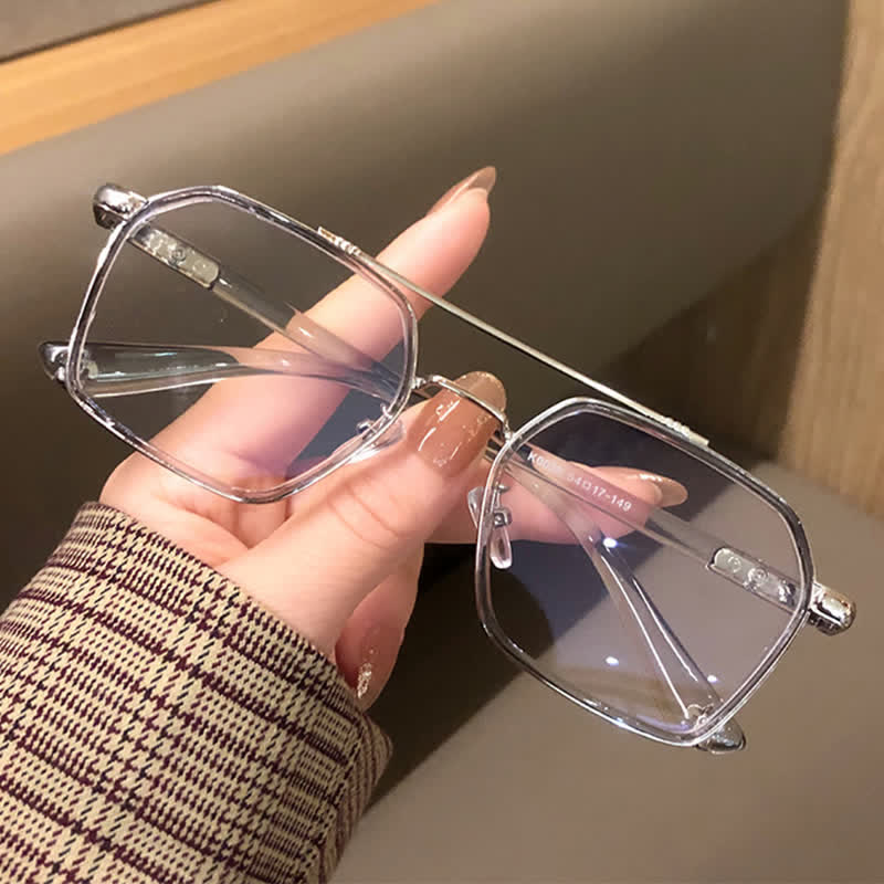 Spykay™ EG26920 Unsiex Square Frame Anti-blue Light Double Bridges Retro Glasses - Grey - image 13