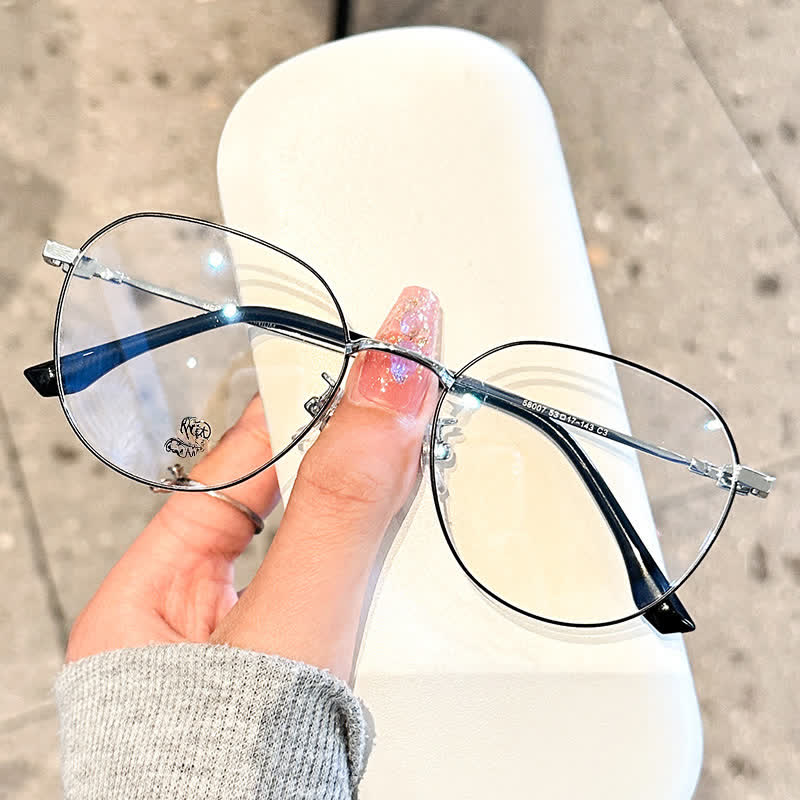 Spykay™ EG26890 Lightweight Round Frame Anti-blue Light Glasses - Black/Silver - image 5