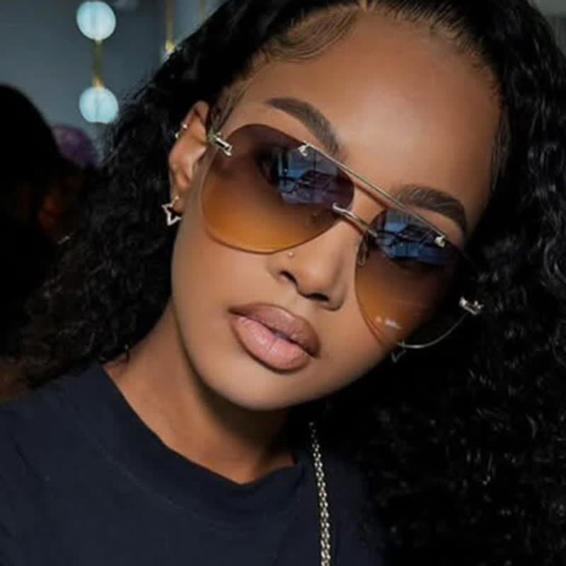 Spykay™ SG60888 Rimless Double Bridges Retro Aviator Sunglasses