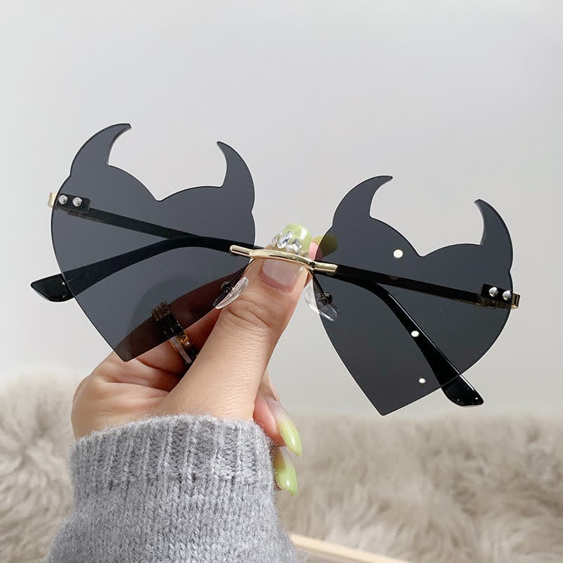 Spykay™ SG60991 Halloween Rimless Devil Horns Heart Sunglasses for Women Men - image 7