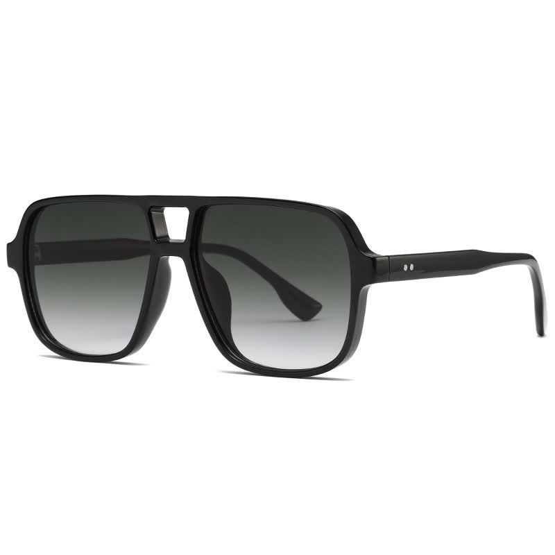 Spykay™ SG60730 Double Bridges Square Frame Vintage Sunglasses - Black/Ombre Grey - image 9