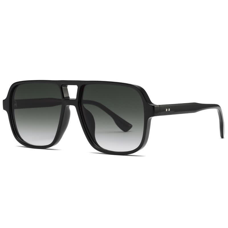 Spykay™ SG60730 Double Bridges Square Frame Vintage Sunglasses - Black/Ombre Grey - image 9