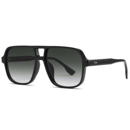 Spykay™ SG60730 Double Bridges Square Frame Vintage Sunglasses - Black/Ombre Grey - image 9