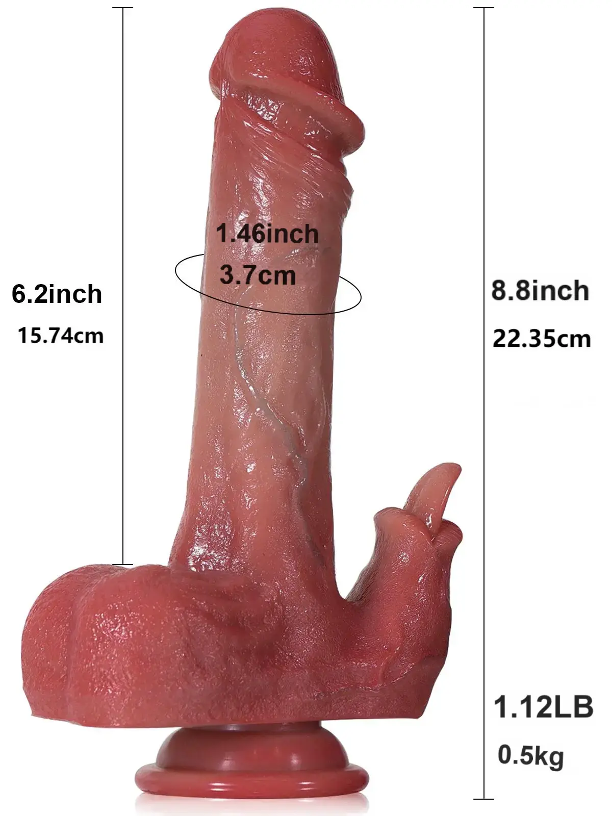 Lebensechter Vibrator Dildo mit Leckfunktion 22.35 cm